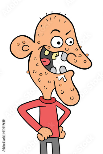 Cartoon ugly man, vector illustration