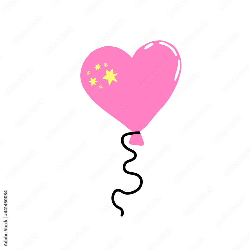 Cute balloon cartoon vector illustration. Hand drawn for birthday party surprise. Pastel celebration graphics.