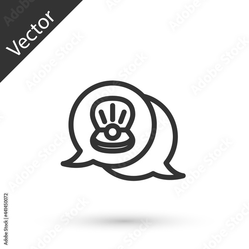 Grey line Scallop sea shell icon isolated on white background. Seashell sign. Vector
