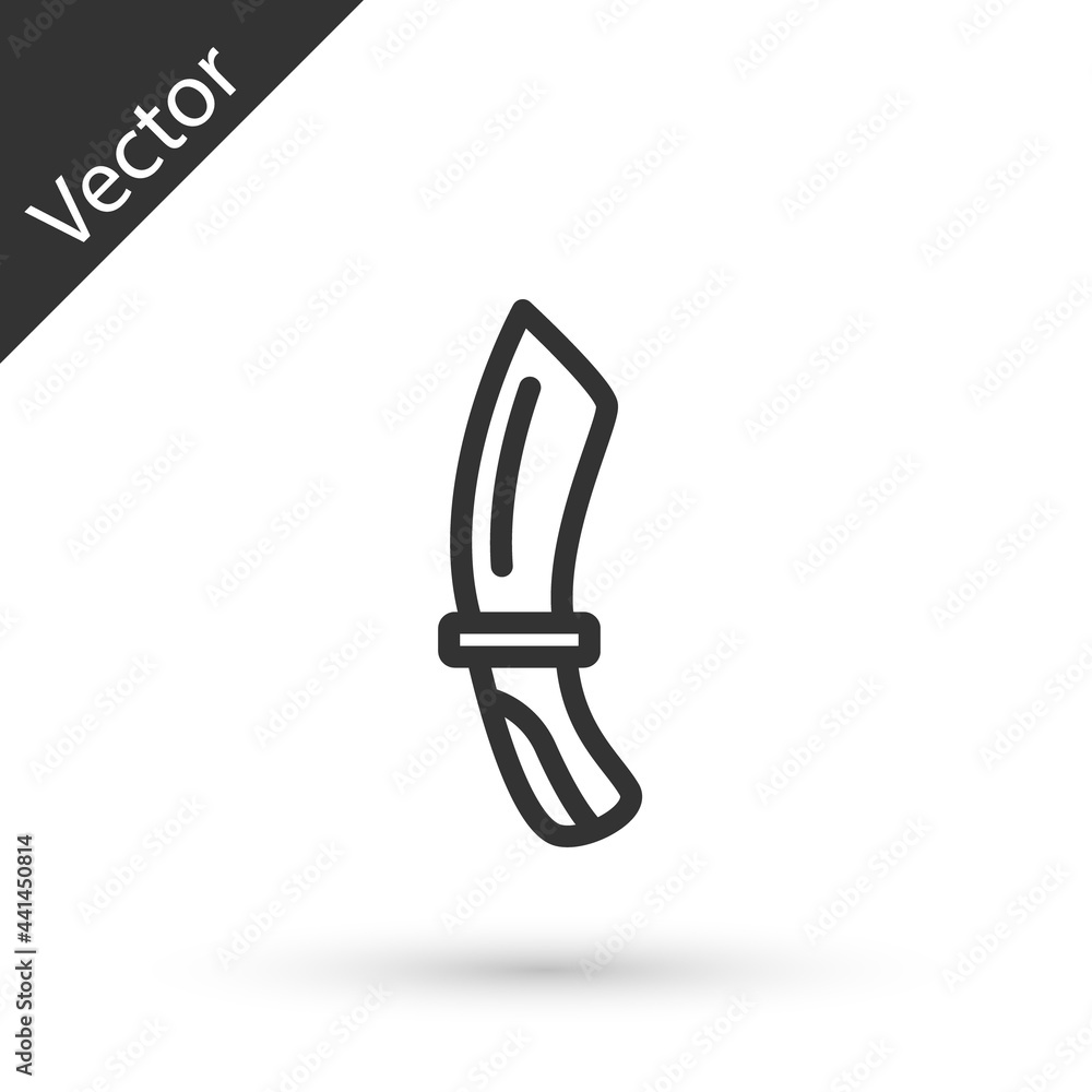 Grey line Diving knife icon isolated on white background. Vector Grey line Diving knife icon isolated on white background. Vector