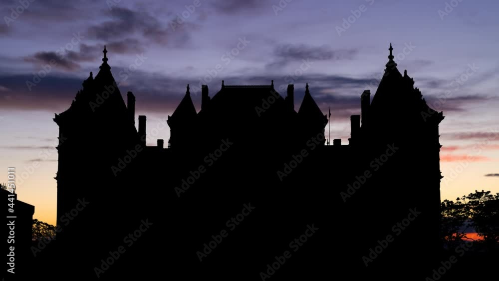New York State Capitol Building in Silhouette, Time Lapse at Twilight, Albany, USA New York State Capitol Building in Silhouette, Time Lapse at Twilight, Albany, USA