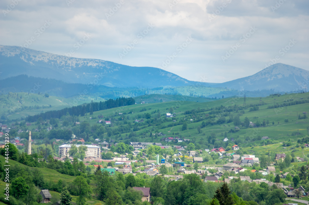 Yasinia village in the Ukrainian carpathians in summer