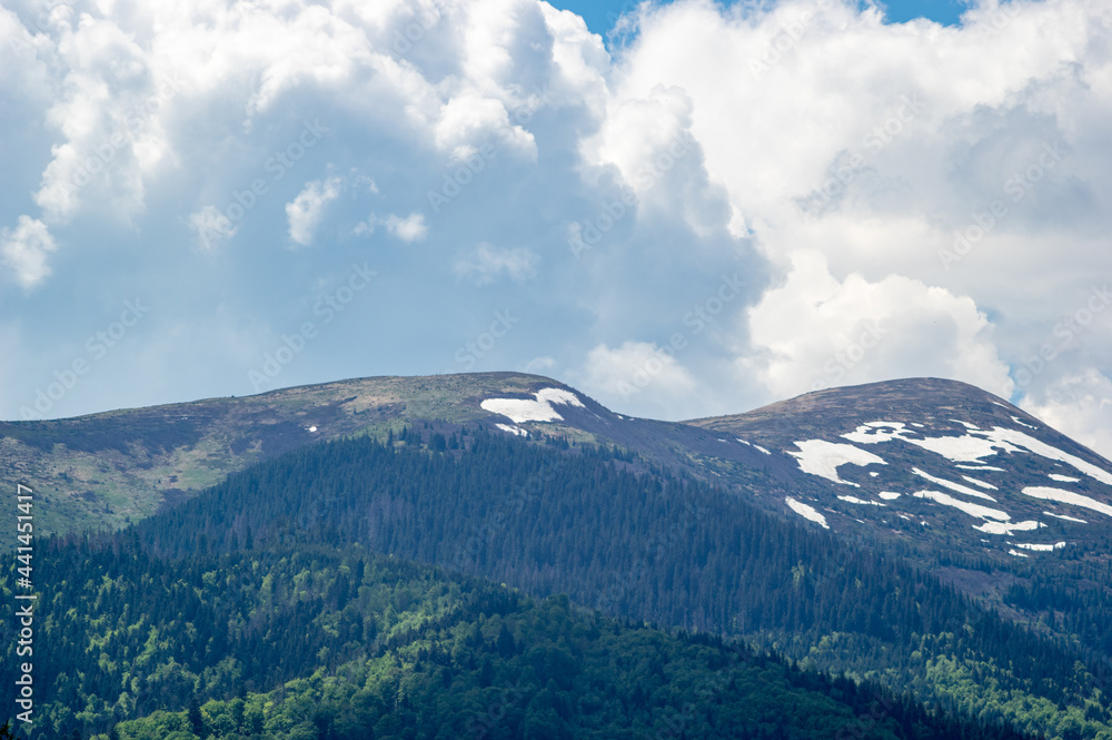 Peaks in the Carpathian mountains in Ukraine. Mountain landscape. Peaks in the Carpathian mountains in Ukraine. Mountain landscape.