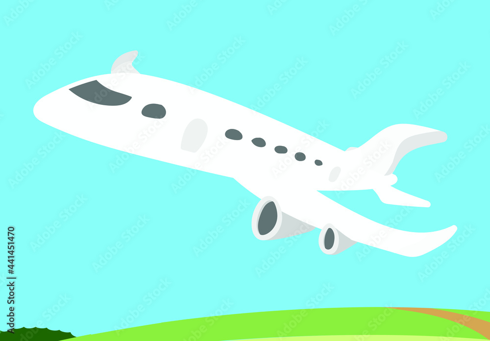 White Airplane Flying over City with a green park below and blue sky in background. Flight Vector Illustration. Pilot Flying Aircraft to Airport. White Airplane Flying over City with a green park below and blue sky in background. Flight Vector Illustration. Pilot Flying Aircraft to Airport.