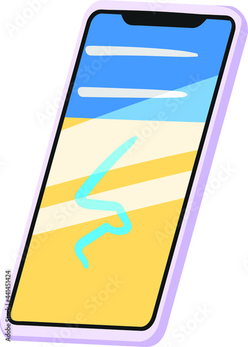 Smartphone Mobile Phone with Maps App Open. Vertical phone standing on white background. Travel Application with Maps to show direction to backpackers