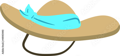 Summer Hat for a Sunny Summer Beach Day to protect you from Tanning caused by Sunlight. Vector Illustration Isolated on White Background.
