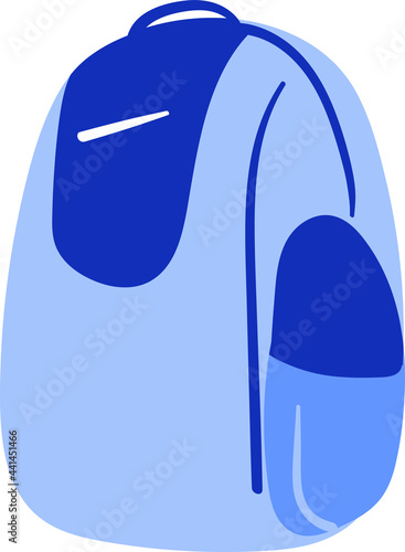 Blue Backpack with no Logo Isolated on White Background. Travel Carry On Luggage for Summer Holidays. Backpacking Bag for travelling around the world.