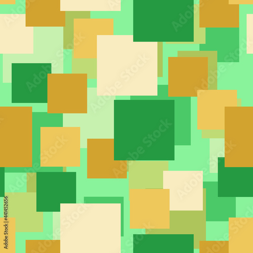 Seamless geometric background with squares of different sizes and colors.