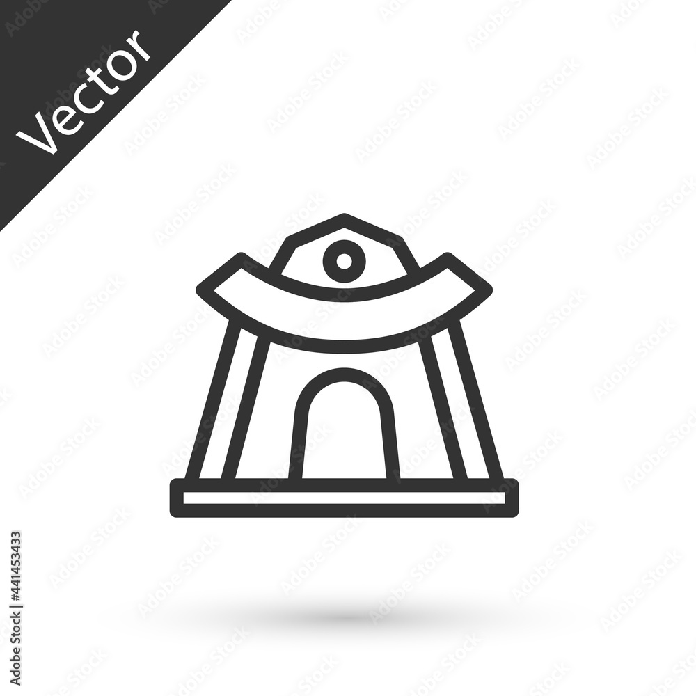 Grey line Traditional Korean temple building icon isolated on white background. Vector Grey line Traditional Korean temple building icon isolated on white background. Vector