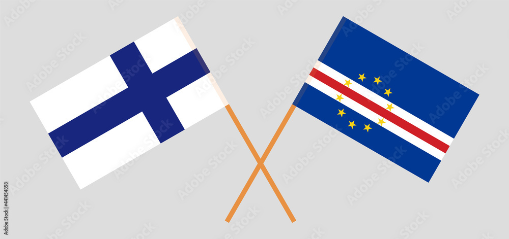 Crossed flags of Finland and Cape Verde. Official colors. Correct proportion