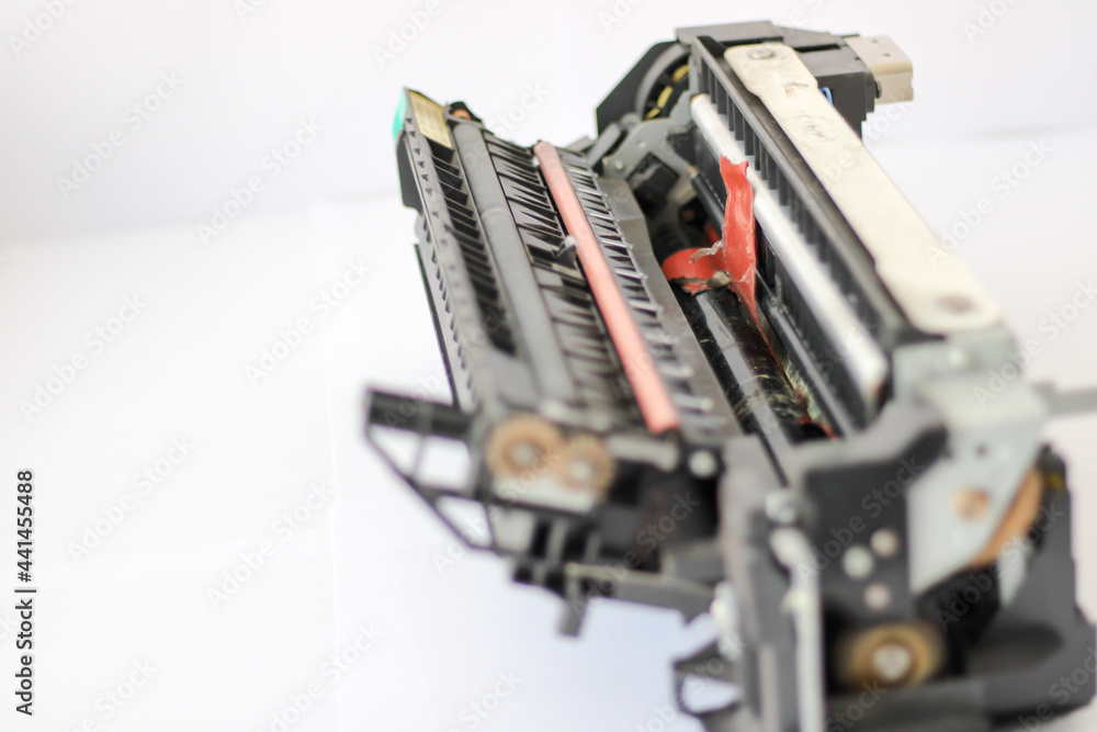 broken fixing station cracked rubber roller and aluminum roller, fixing station for color printer, parts of laser printer broken fixing station cracked rubber roller and aluminum roller, fixing station for color printer, parts of laser printer