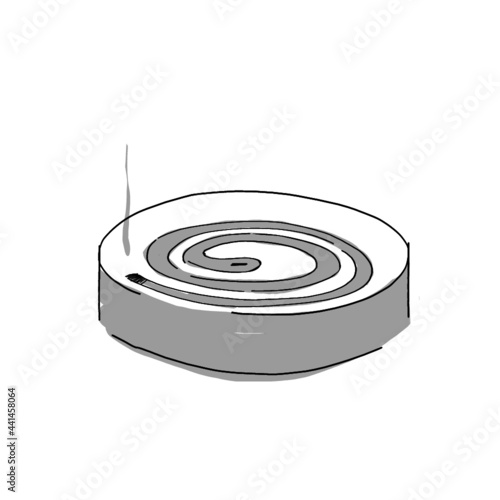 hand drawn illustration of mosquito repel coil in simple icon drawing 