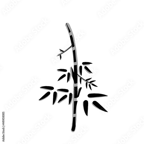 Fototapeta Naklejka Na Ścianę i Meble -  hand drawn illustration of bamboo tree and leaves in simple icon drawing 