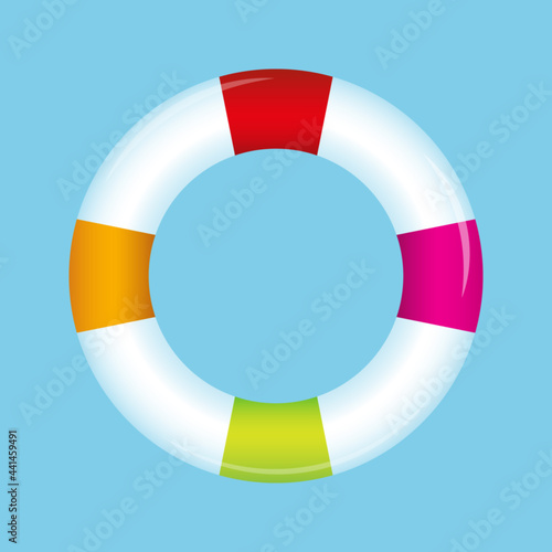 Colorful lifebuoy on blue background, vector illustration.