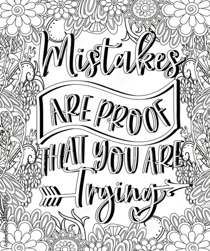  Quote coloring page. Affirmation coloring. Vector illustration.