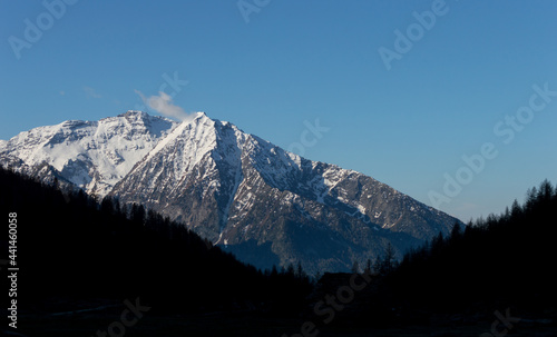 Mountain peak on the italian alps in Valle d'Aosta on the trekking trail "Monte Rosa Randò"