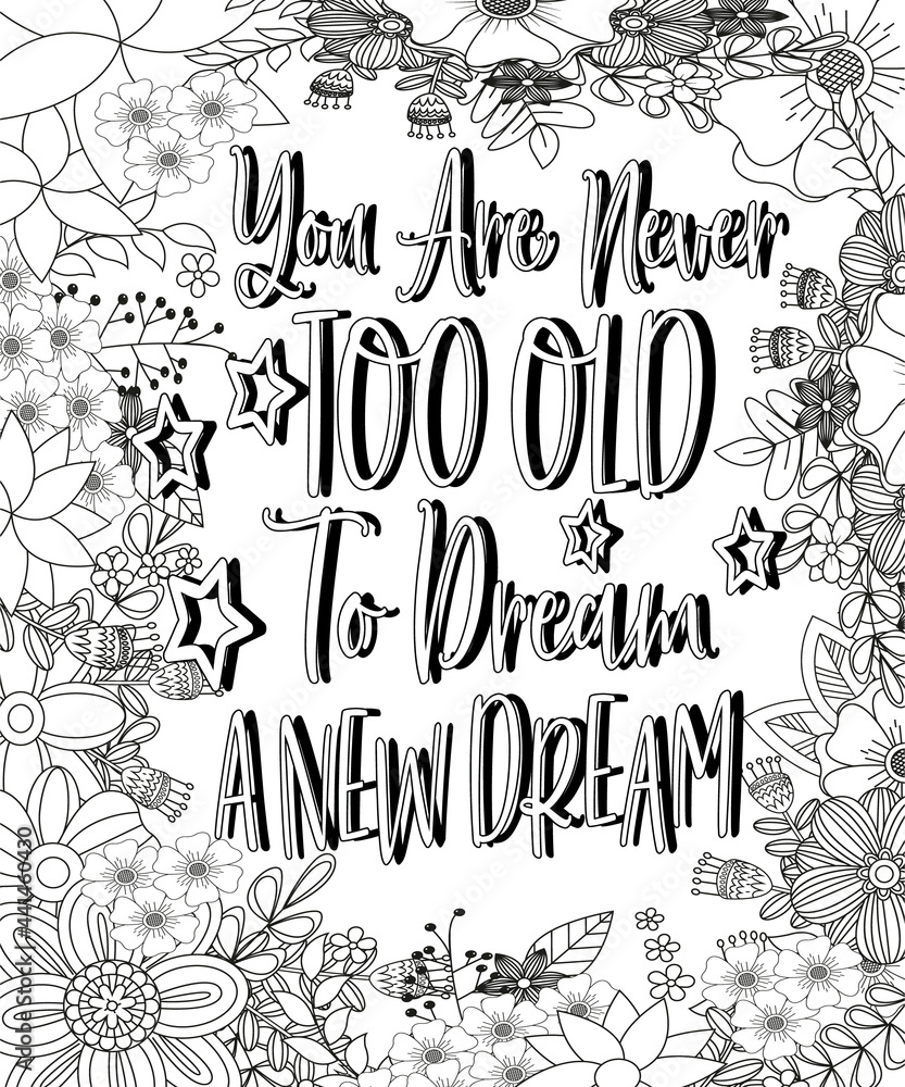  Quote coloring page. Affirmation coloring. Vector illustration.