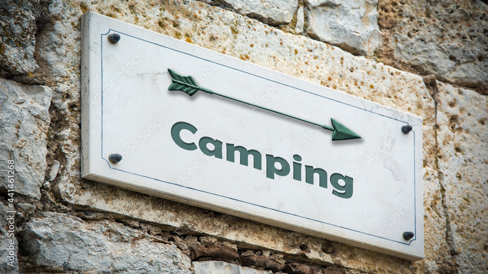Fototapeta premium Street Sign to Camping