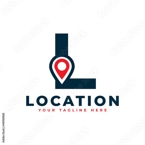 Elegant Letter L Geotag or Location Symbol Logo. Red Shape Point Location Icon. Usable for Business and Technology Logos. Flat Vector Logo Design Ideas Template Element.