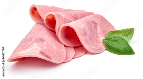 Boiled Ham, close-up, isolated on a white background. High resolution image.