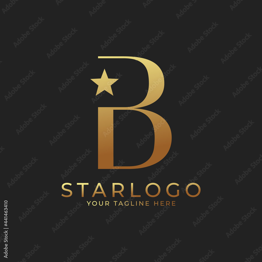 Abstract Initial Letter B Star Logo. Gold A Letter with Star Icon Combination. Usable for Business and Branding Logos. Abstract Initial Letter B Star Logo. Gold A Letter with Star Icon Combination. Usable for Business and Branding Logos.