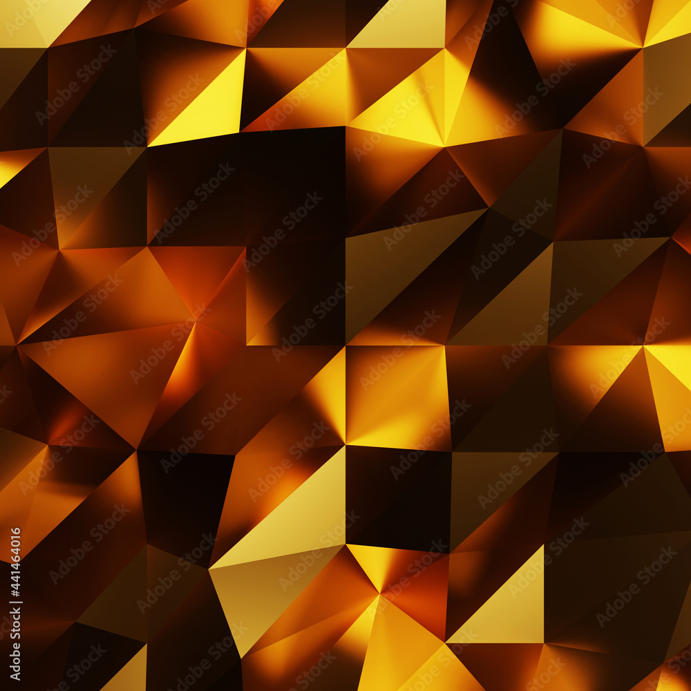 Gold polygon background 3d rendering, 3d illustration. Abstract ...