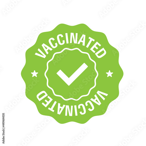 Covid-19 vaccinated guarantee icon signage. Vector illustration.