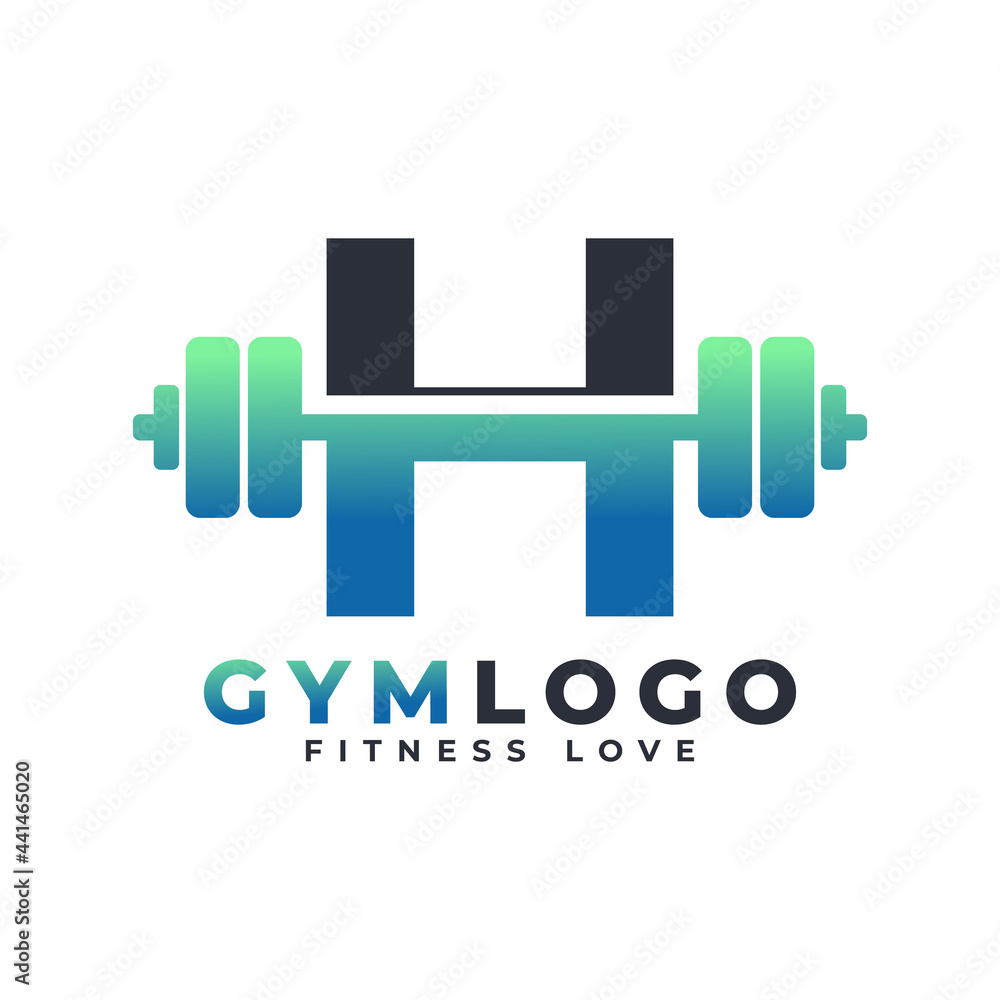 Letter H Logo With Barbell. Fitness Gym logo. Lifting Vector Logo Design For Gym and Fitness. Alphabet Letter Logo Template Letter H Logo With Barbell. Fitness Gym logo. Lifting Vector Logo Design For Gym and Fitness. Alphabet Letter Logo Template