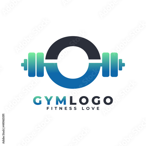 Letter O Logo With Barbell. Fitness Gym logo. Lifting Vector Logo Design For Gym and Fitness. Alphabet Letter Logo Template