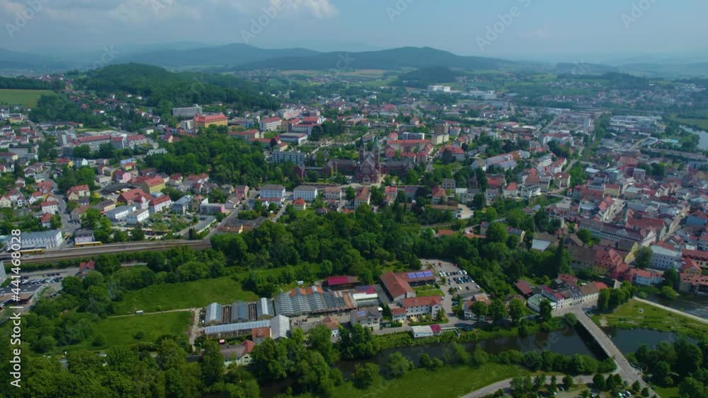 Aerial view of the city Cham in Germany, Bavaria on a sunny day in Spring Aerial view of the city Cham in Germany, Bavaria on a sunny day in Spring