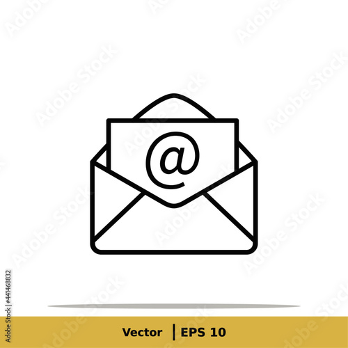 Mail, Message, Letter and Inbox Icon Illustration Logo Template. Envelope Sign Symbol. Vector Line Icon EPS 10