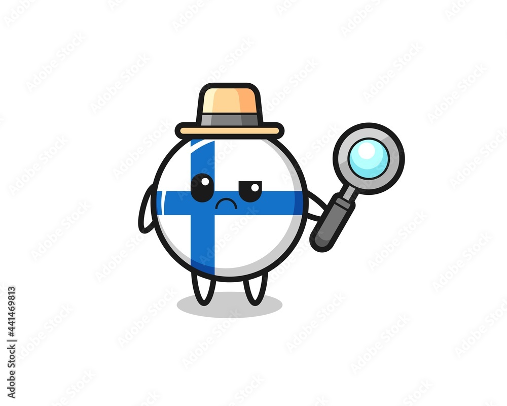 the mascot of cute finland flag badge as a detective the mascot of cute finland flag badge as a detective