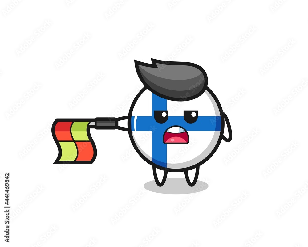 finland flag badge character as line judge hold the flag straight horizontally finland flag badge character as line judge hold the flag straight horizontally