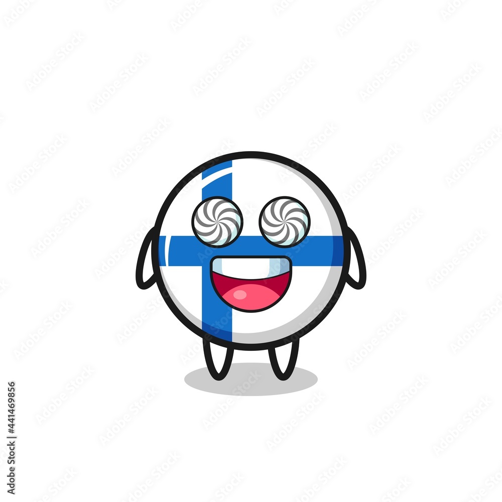 cute finland flag badge character with hypnotized eyes cute finland flag badge character with hypnotized eyes