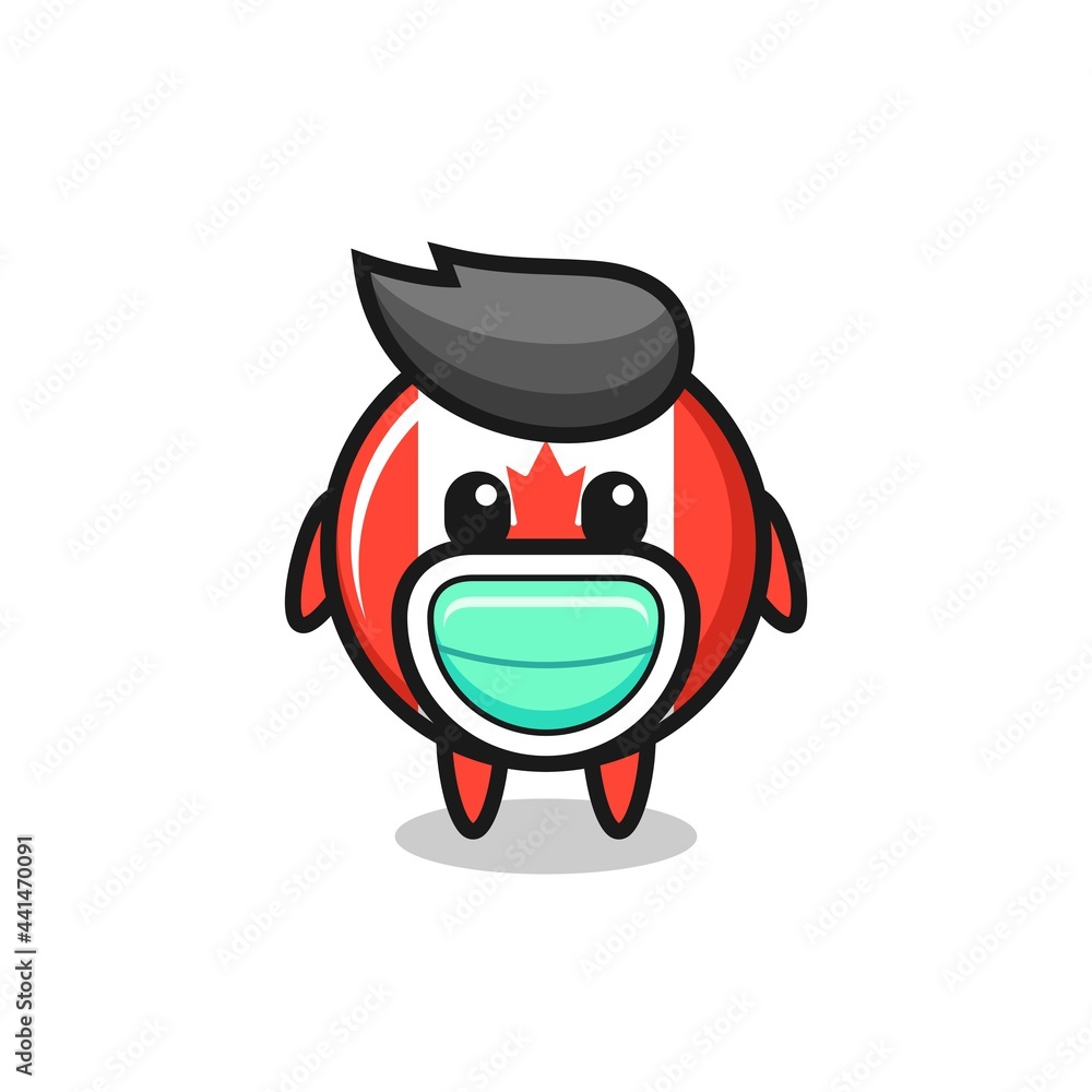 cute canada flag badge cartoon wearing a mask cute canada flag badge cartoon wearing a mask