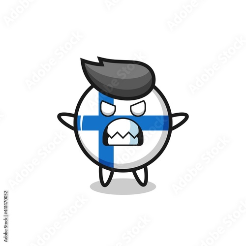 wrathful expression of the finland flag badge mascot character