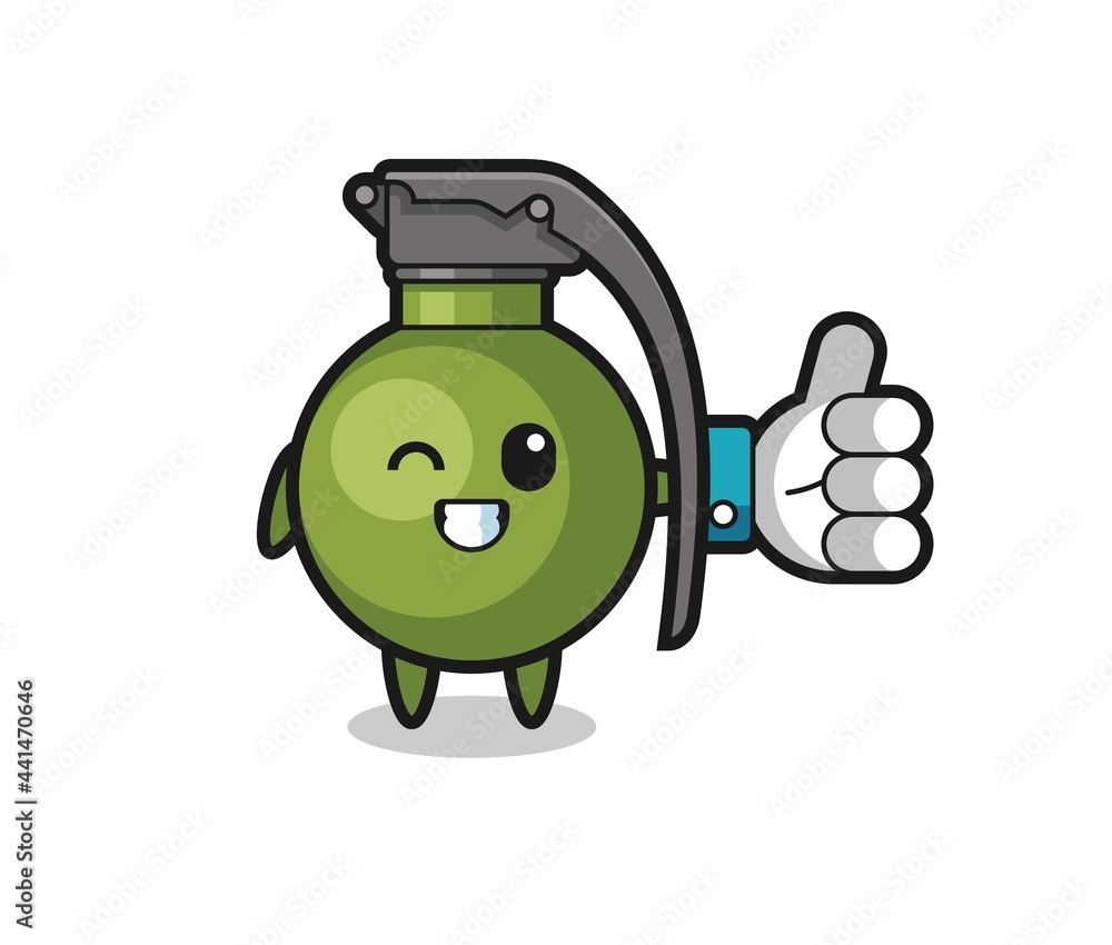 cute grenade with social media thumbs up symbol cute grenade with social media thumbs up symbol