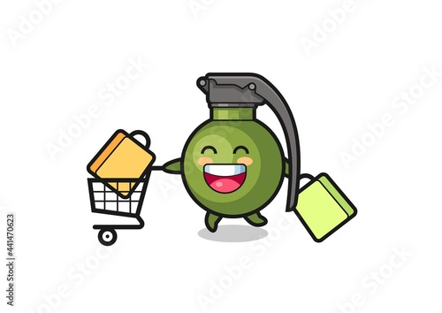 black Friday illustration with cute grenade mascot