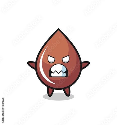 wrathful expression of the chocolate drop mascot character