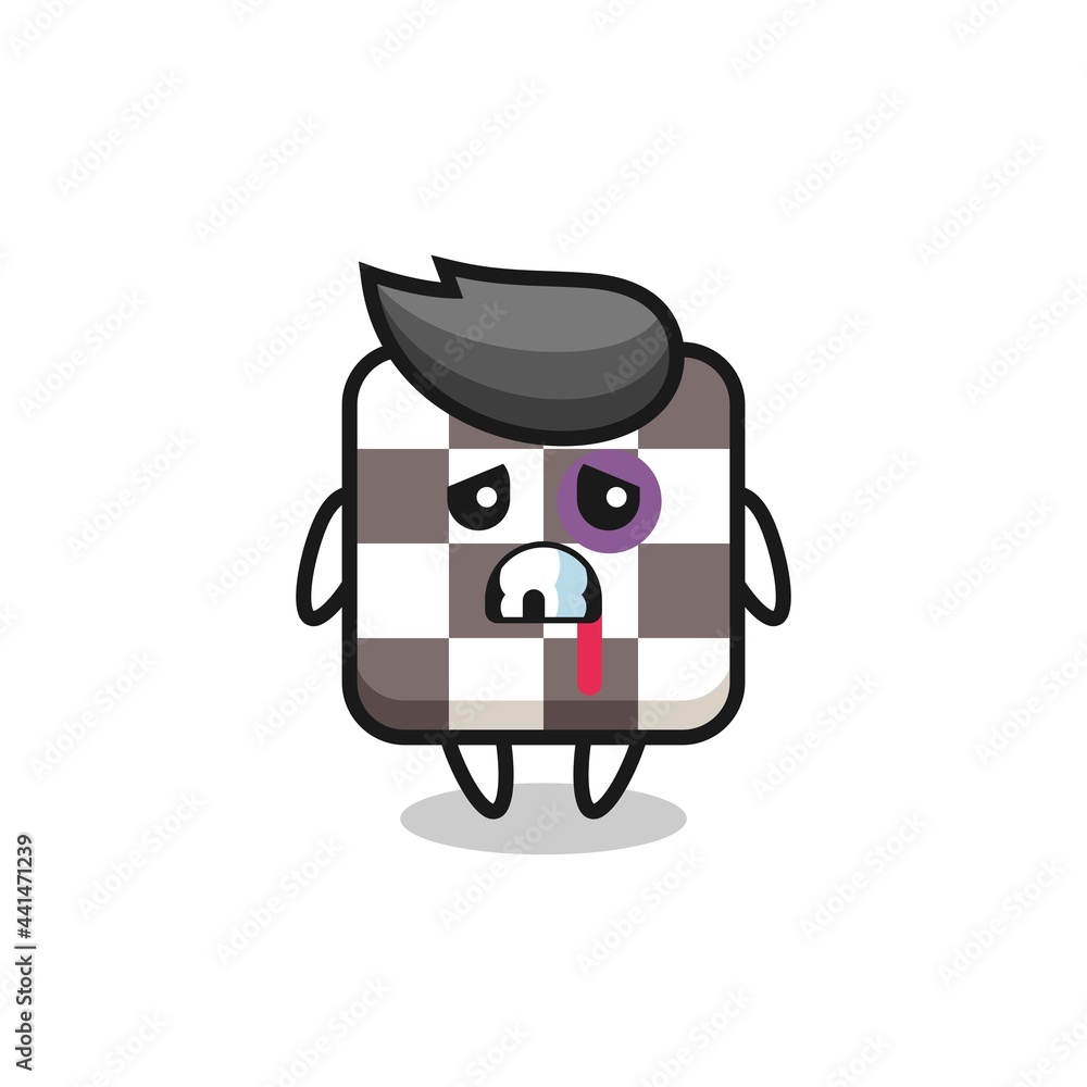 injured chess board character with a bruised face injured chess board character with a bruised face