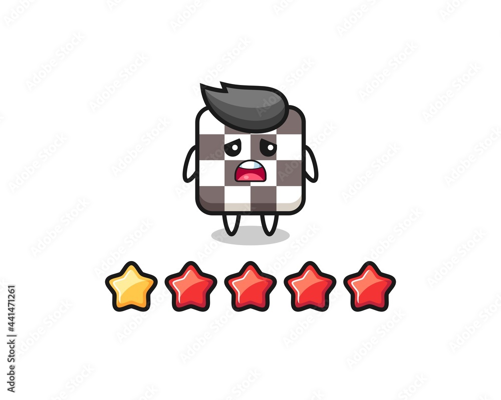 the illustration of customer bad rating, chess board cute character with 1 star the illustration of customer bad rating, chess board cute character with 1 star