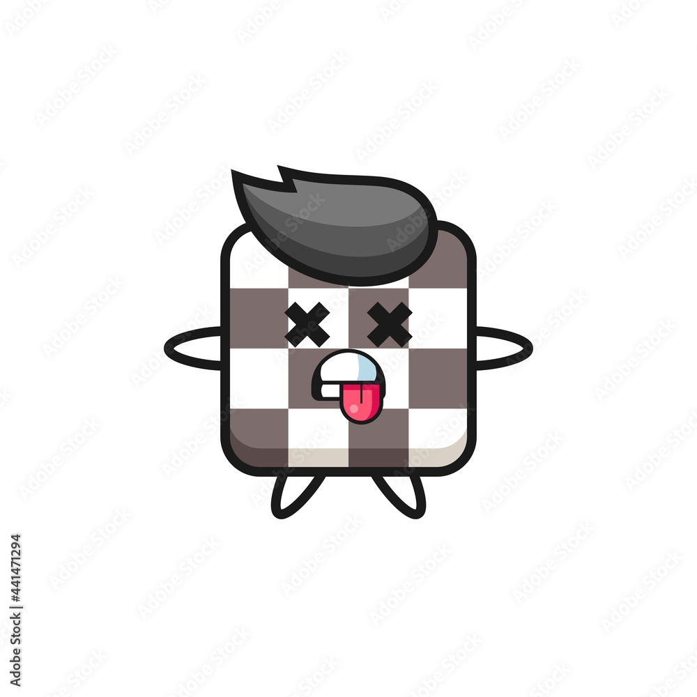 character of the cute chess board with dead pose character of the cute chess board with dead pose