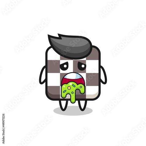 the cute chess board character with puke