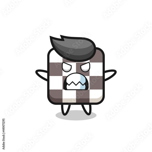 wrathful expression of the chess board mascot character