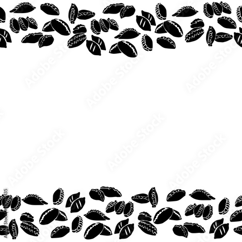Pies silhouette horizontal border, decorative baking frame with filling for design