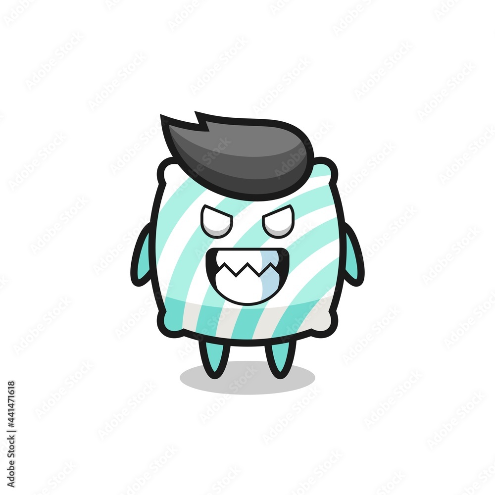 evil expression of the pillow cute mascot character evil expression of the pillow cute mascot character