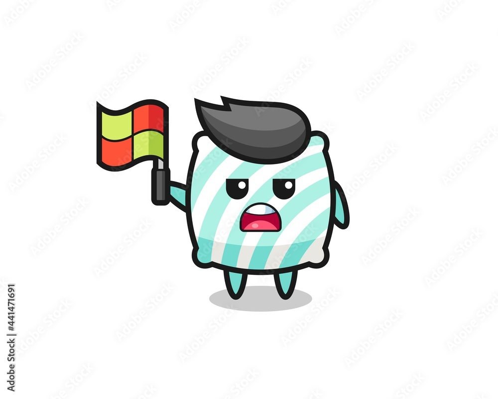 pillow character as line judge putting the flag up pillow character as line judge putting the flag up