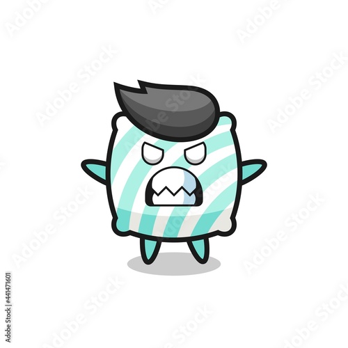 wrathful expression of the pillow mascot character