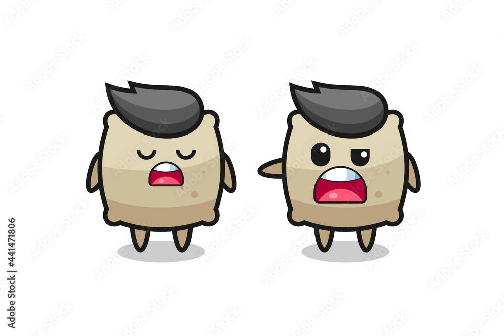 illustration of the argue between two cute sack characters illustration of the argue between two cute sack characters