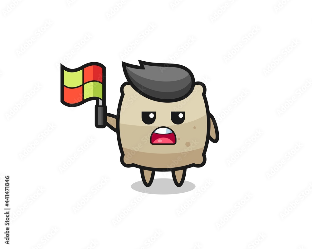 sack character as line judge putting the flag up sack character as line judge putting the flag up